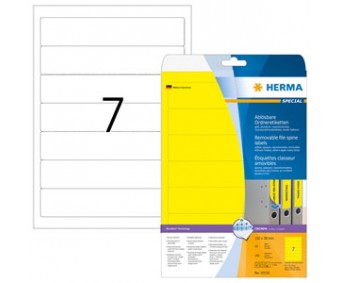 Eemaldatavad etiketid Herma - kollased, 192x38mm, 20 lehte